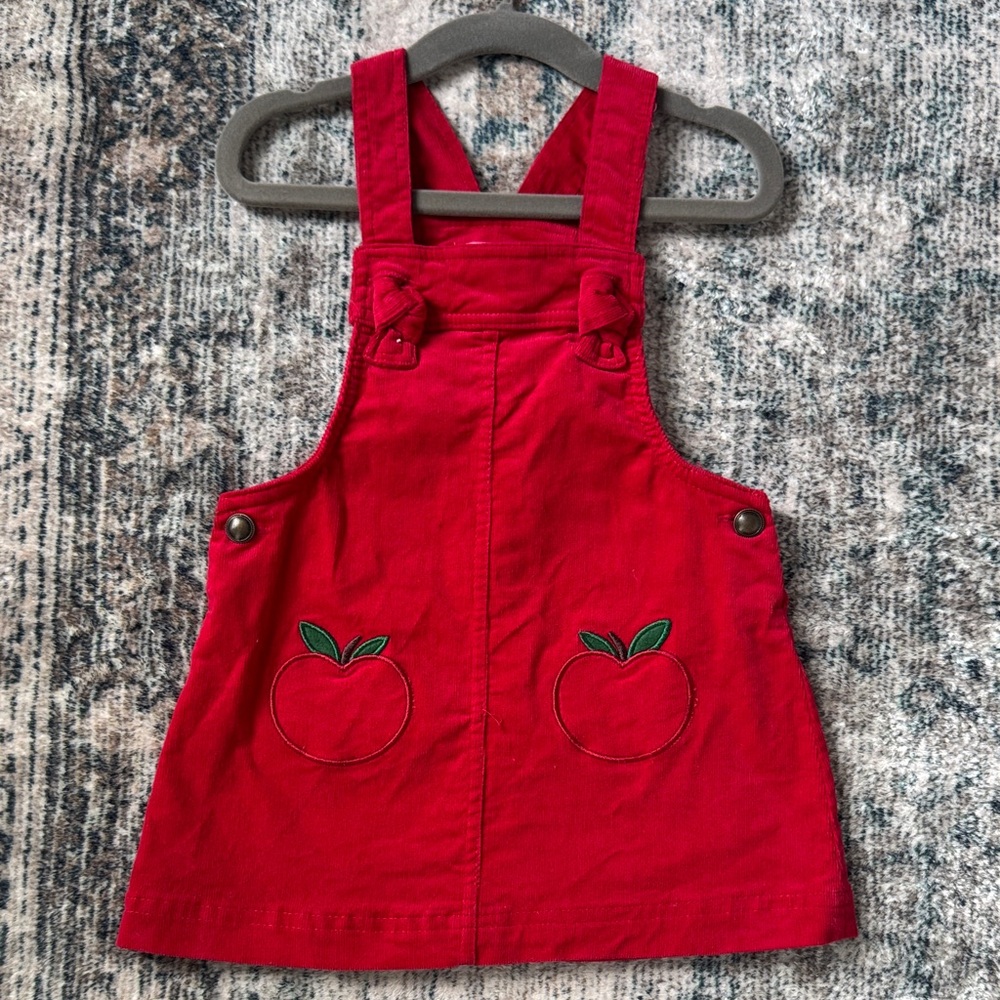Red Apple Embroidered Kids Overalls